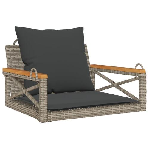 Gyngebænk med hynder 63x62x40 cm polyrattan grå