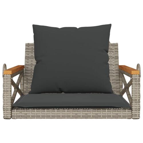 Gyngebænk med hynder 63x62x40 cm polyrattan grå