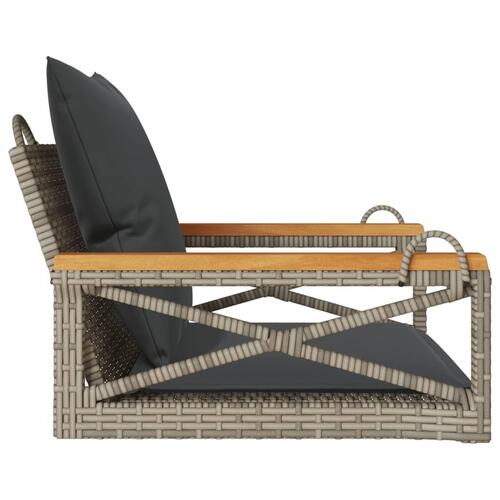 Gyngebænk med hynder 63x62x40 cm polyrattan grå