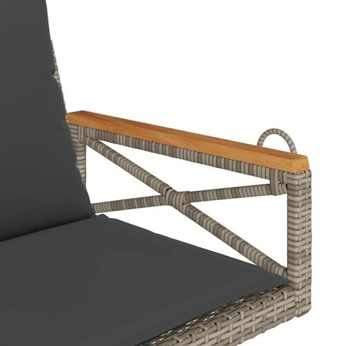 Gyngebænk med hynder 63x62x40 cm polyrattan grå