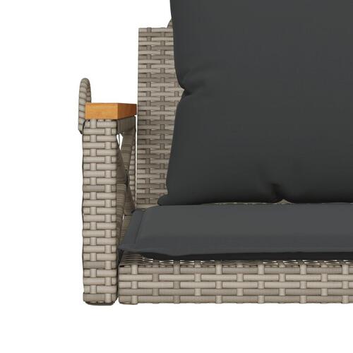 Gyngebænk med hynder 63x62x40 cm polyrattan grå