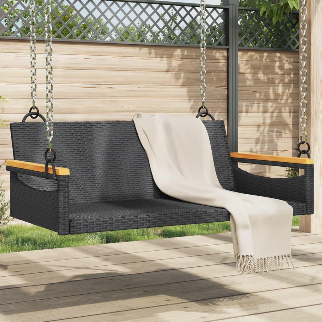 Gyngebænk 109x62x40 cm polyrattan sort