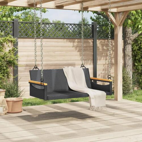 Gyngebænk 109x62x40 cm polyrattan sort