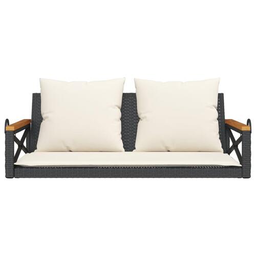 Gyngebænk med hynder 109x62x40 cm polyrattan sort