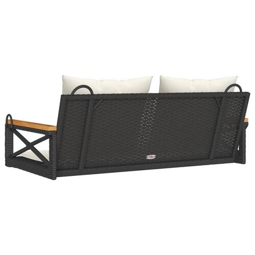 Gyngebænk med hynder 109x62x40 cm polyrattan sort