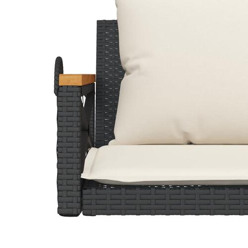 Gyngebænk med hynder 109x62x40 cm polyrattan sort