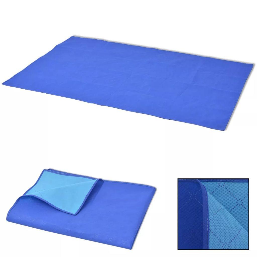 Picnictæppe blåt og lyseblåt 100x150 cm