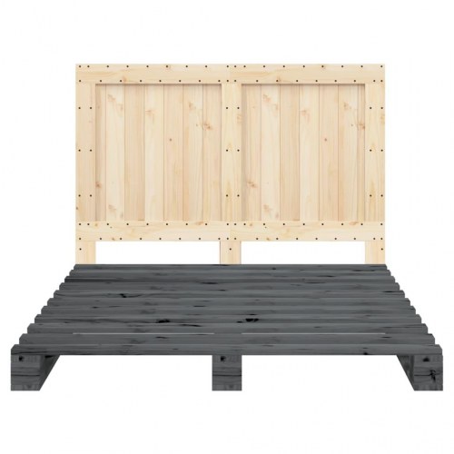 Sengeramme med sengegavl 140 x 200 cm i massivt fyrretræ - grå