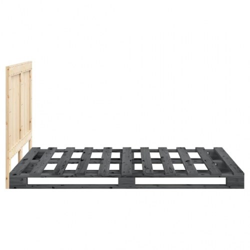 Sengeramme med sengegavl 140 x 200 cm i massivt fyrretræ - grå