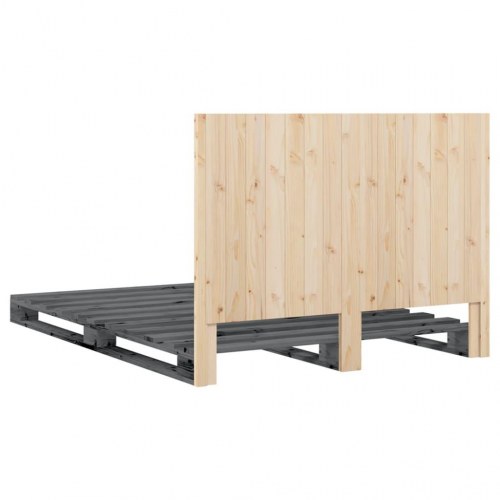 Sengeramme med sengegavl 140 x 200 cm i massivt fyrretræ - grå