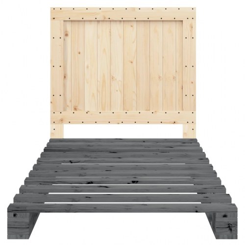 Sengeramme med sengegavl 100 x 200 cm i massivt fyrretræ - grå