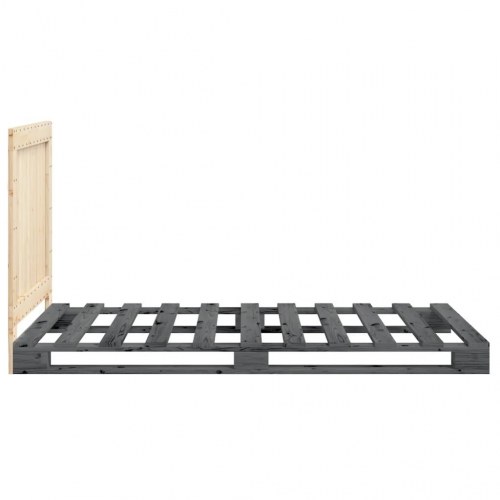 Sengeramme med sengegavl 100 x 200 cm i massivt fyrretræ - grå