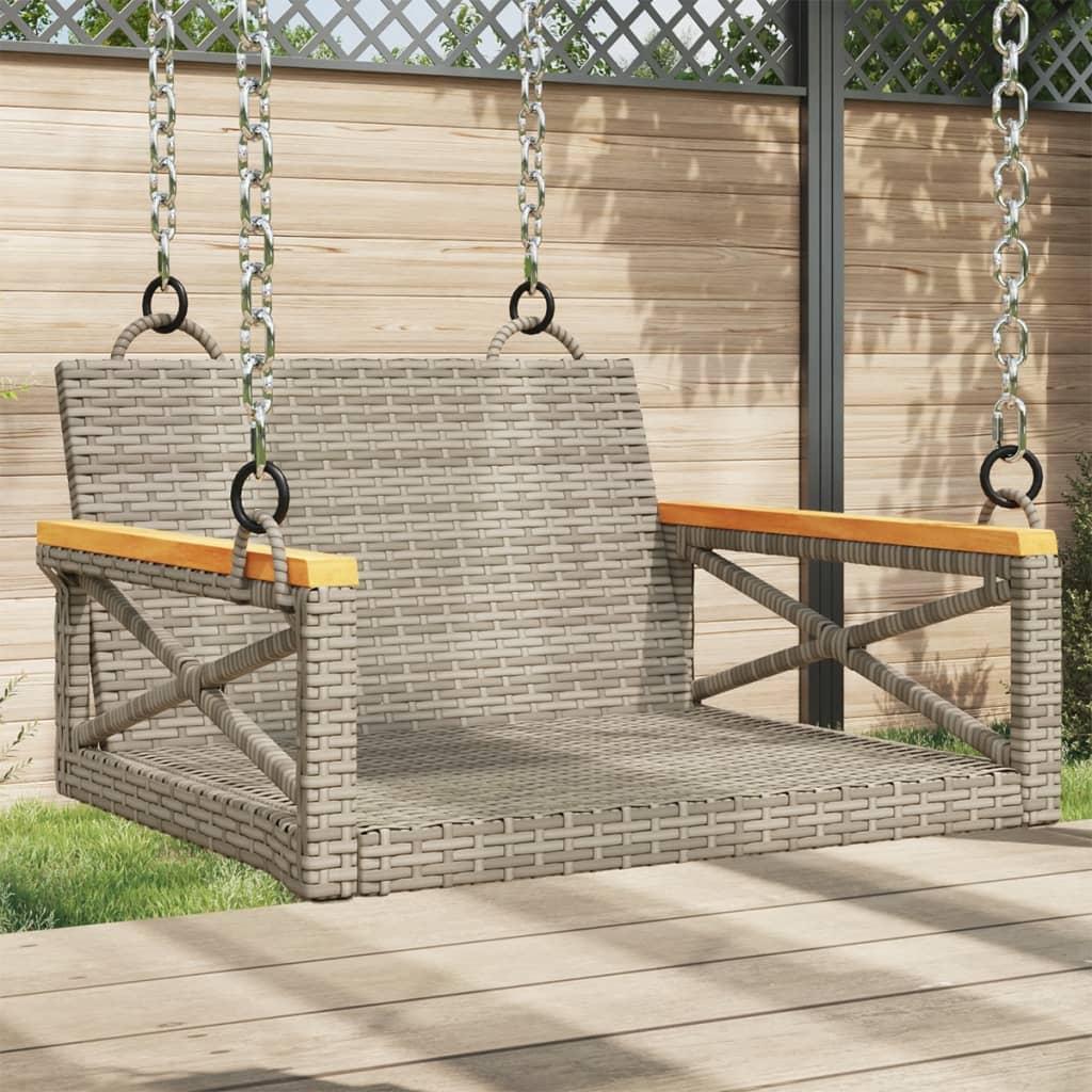 Gyngebænk 63x62x40 cm polyrattan grå