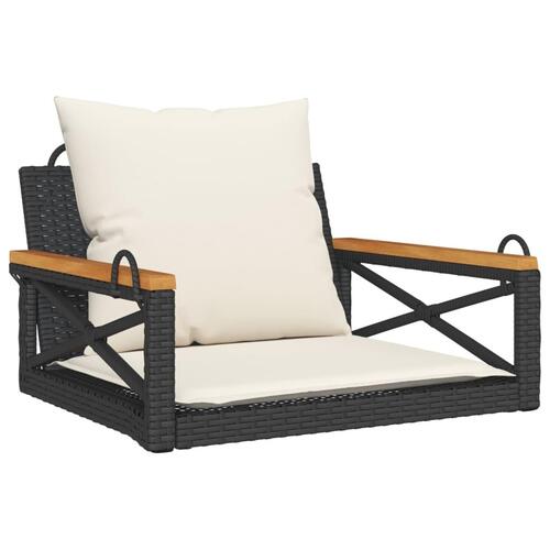 Gyngebænk med hynder 63x62x40 cm polyrattan sort