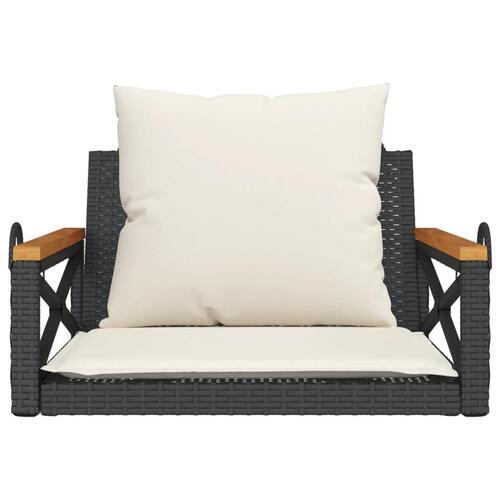 Gyngebænk med hynder 63x62x40 cm polyrattan sort