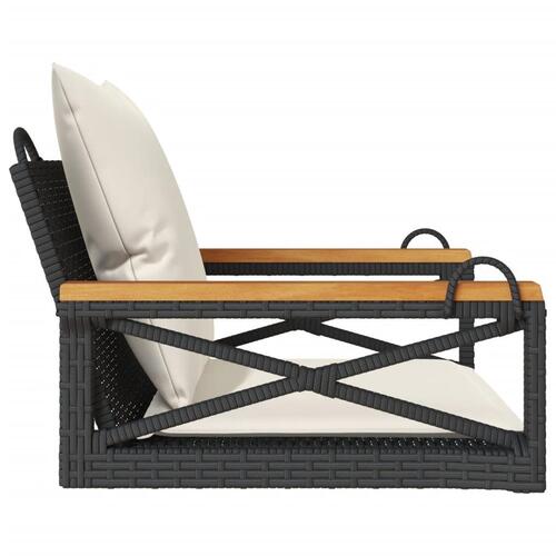 Gyngebænk med hynder 63x62x40 cm polyrattan sort