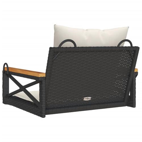 Gyngebænk med hynder 63x62x40 cm polyrattan sort