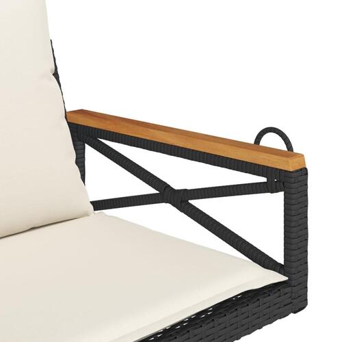 Gyngebænk med hynder 63x62x40 cm polyrattan sort