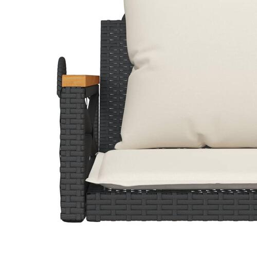 Gyngebænk med hynder 63x62x40 cm polyrattan sort