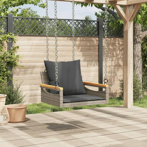 Gyngebænk med hynder 63x62x40 cm polyrattan grå