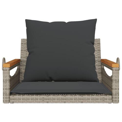 Gyngebænk med hynder 63x62x40 cm polyrattan grå