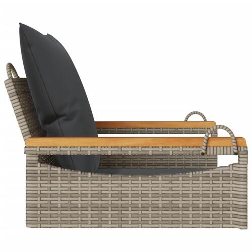 Gyngebænk med hynder 63x62x40 cm polyrattan grå