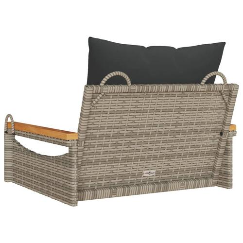 Gyngebænk med hynder 63x62x40 cm polyrattan grå