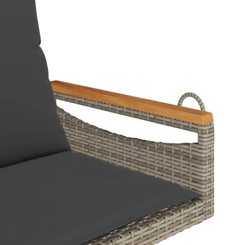 Gyngebænk med hynder 63x62x40 cm polyrattan grå