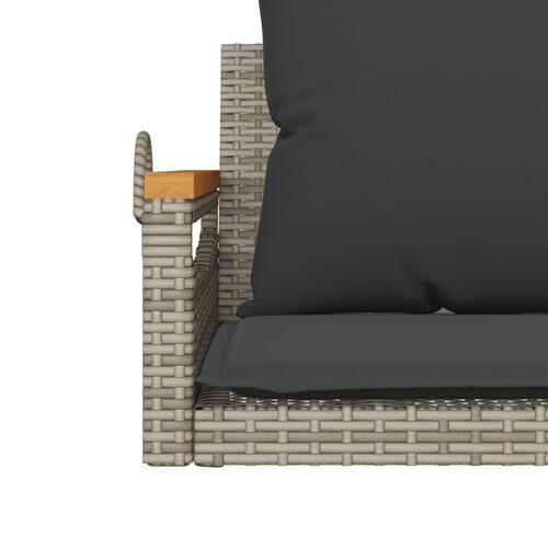 Gyngebænk med hynder 63x62x40 cm polyrattan grå