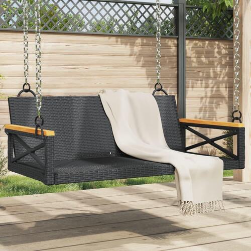 Gyngebænk 109x62x40 cm polyrattan sort