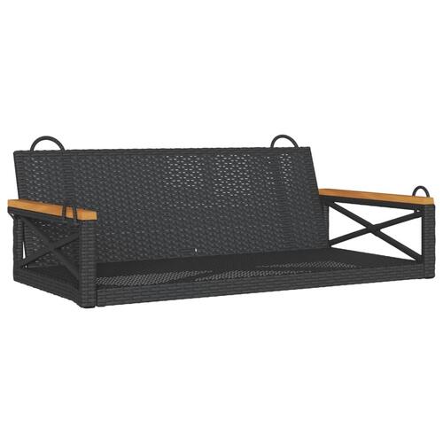 Gyngebænk 109x62x40 cm polyrattan sort