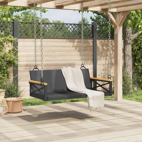 Gyngebænk 109x62x40 cm polyrattan sort