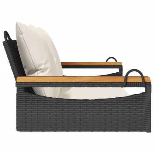 Gyngebænk med hynder 109x62x40 cm polyrattan sort