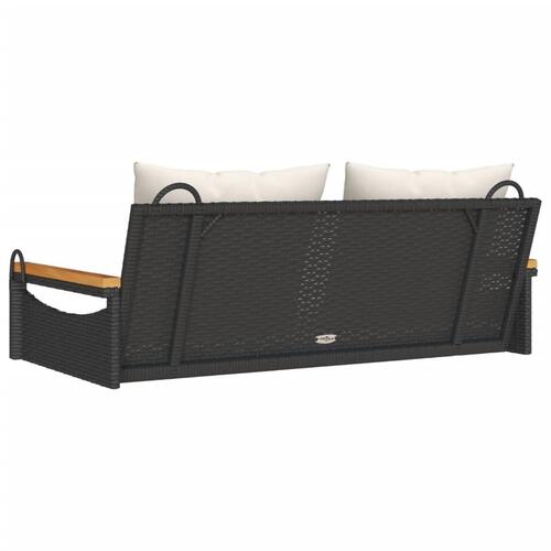 Gyngebænk med hynder 109x62x40 cm polyrattan sort