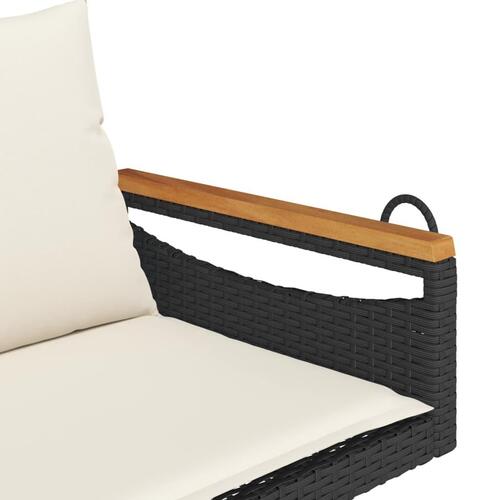 Gyngebænk med hynder 109x62x40 cm polyrattan sort