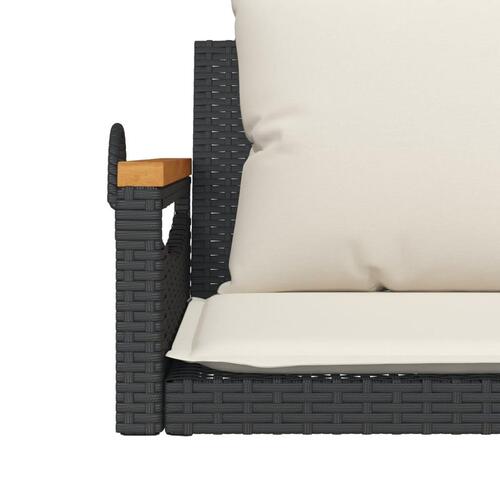 Gyngebænk med hynder 109x62x40 cm polyrattan sort