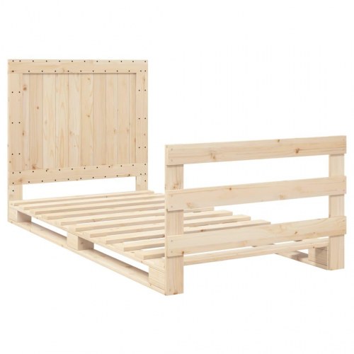 Sengeramme med sengegavl 100 x 200 cm - massivt fyrretræ