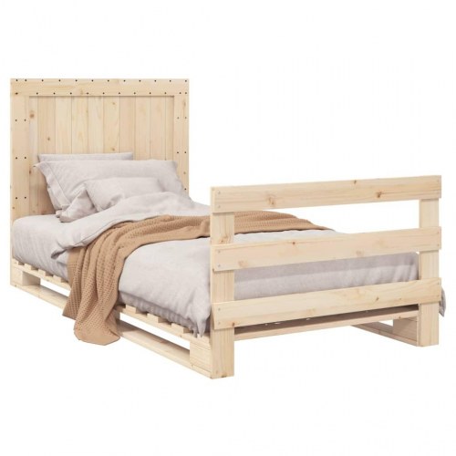 Sengeramme med sengegavl 100 x 200 cm - massivt fyrretræ
