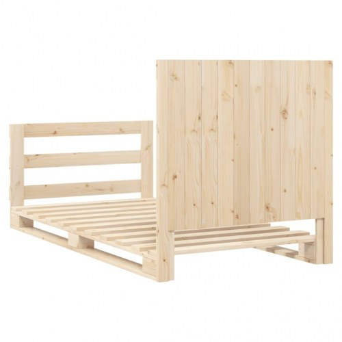 Sengeramme med sengegavl 100 x 200 cm - massivt fyrretræ