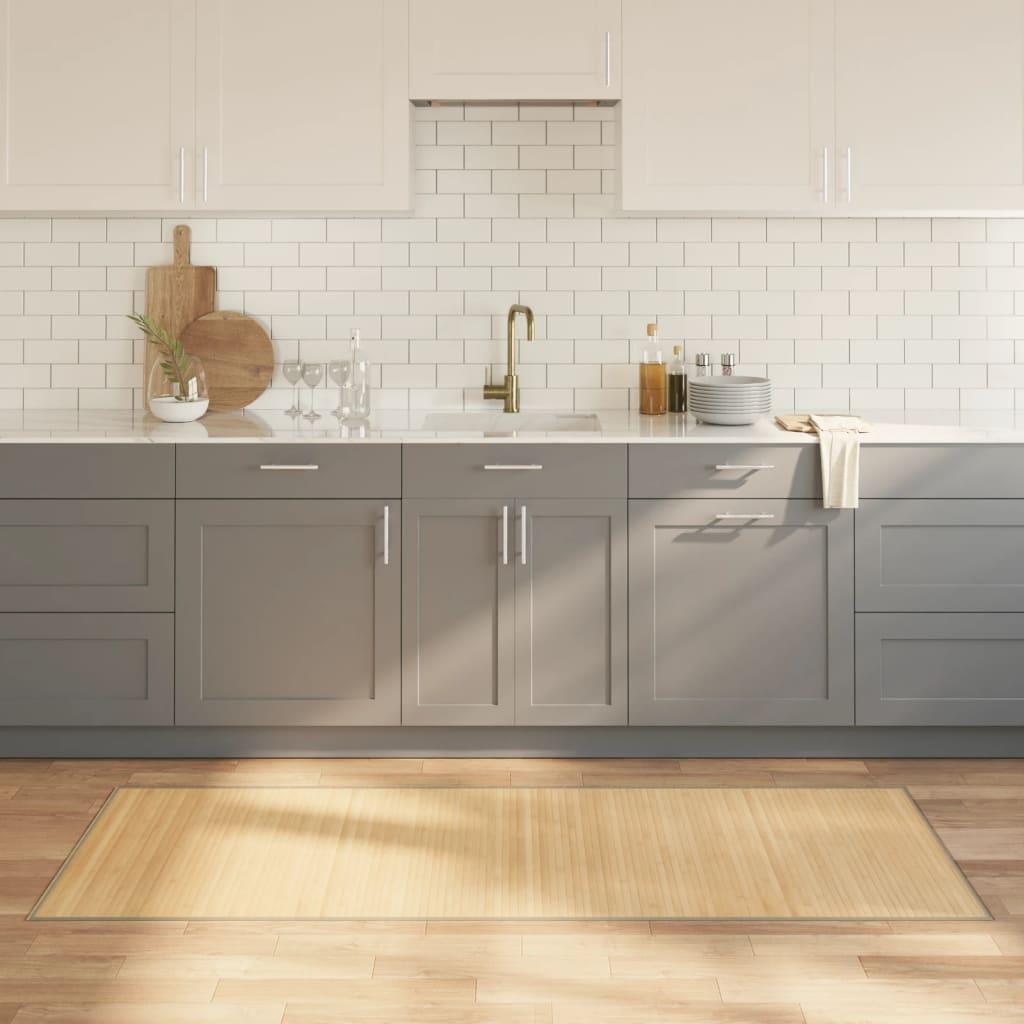 Gulvtæppe 80x200 cm rektangulær bambus lys naturfarvet billede