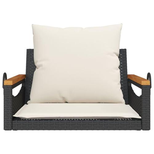 Gyngebænk med hynder 63x62x40 cm polyrattan sort