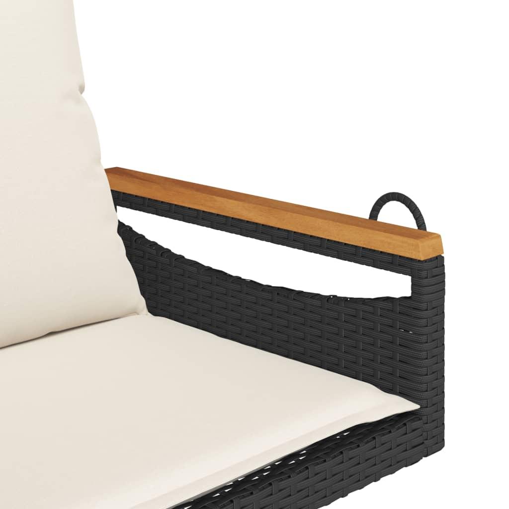Gyngebænk med hynder 63x62x40 cm polyrattan sort