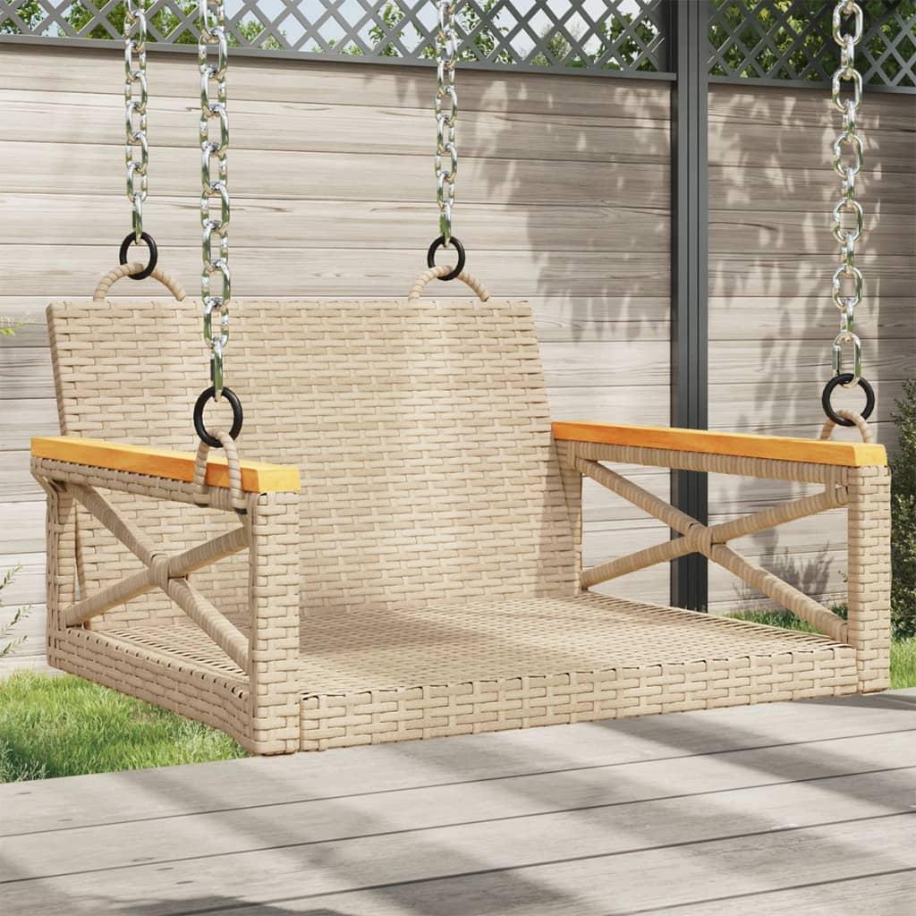 Gyngebænk 63x62x40 cm polyrattan beige