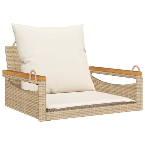 Gyngebænk med hynder 63x62x40 cm polyrattan beige