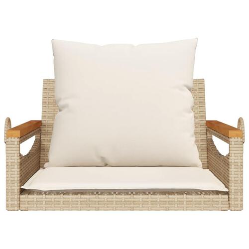 Gyngebænk med hynder 63x62x40 cm polyrattan beige