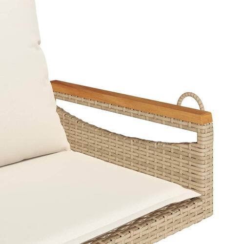 Gyngebænk med hynder 63x62x40 cm polyrattan beige