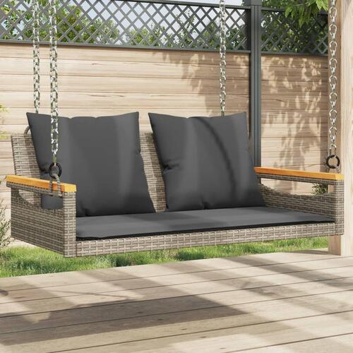 Gyngebænk med hynder 109x62x40 cm polyrattan grå