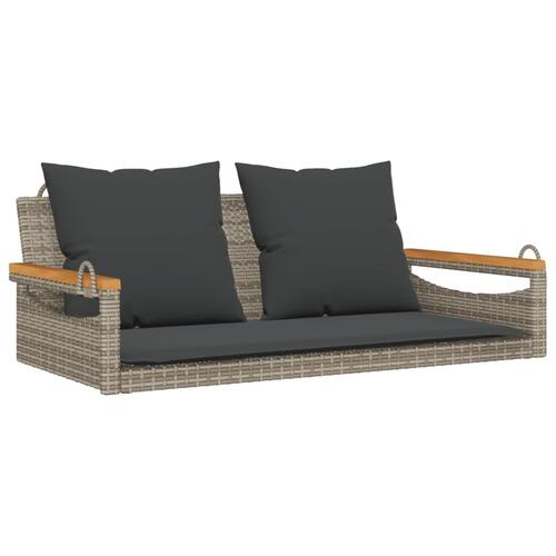 Gyngebænk med hynder 109x62x40 cm polyrattan grå