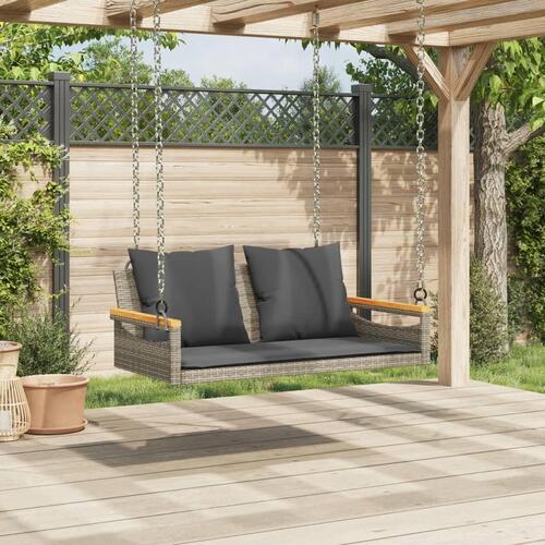 Gyngebænk med hynder 109x62x40 cm polyrattan grå