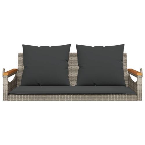 Gyngebænk med hynder 109x62x40 cm polyrattan grå
